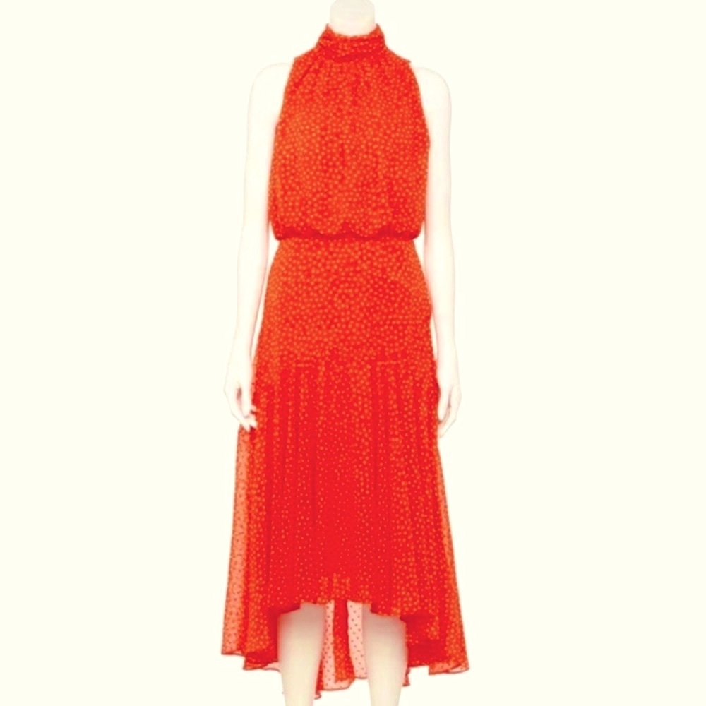 TAYLOR Women's Sleeveless Halter Neck Smocked Fit & Flare Midi Dress NWT Size 2